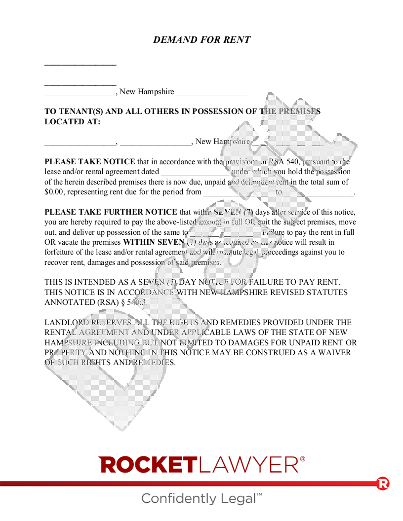 New Hampshire Eviction Notice document preview