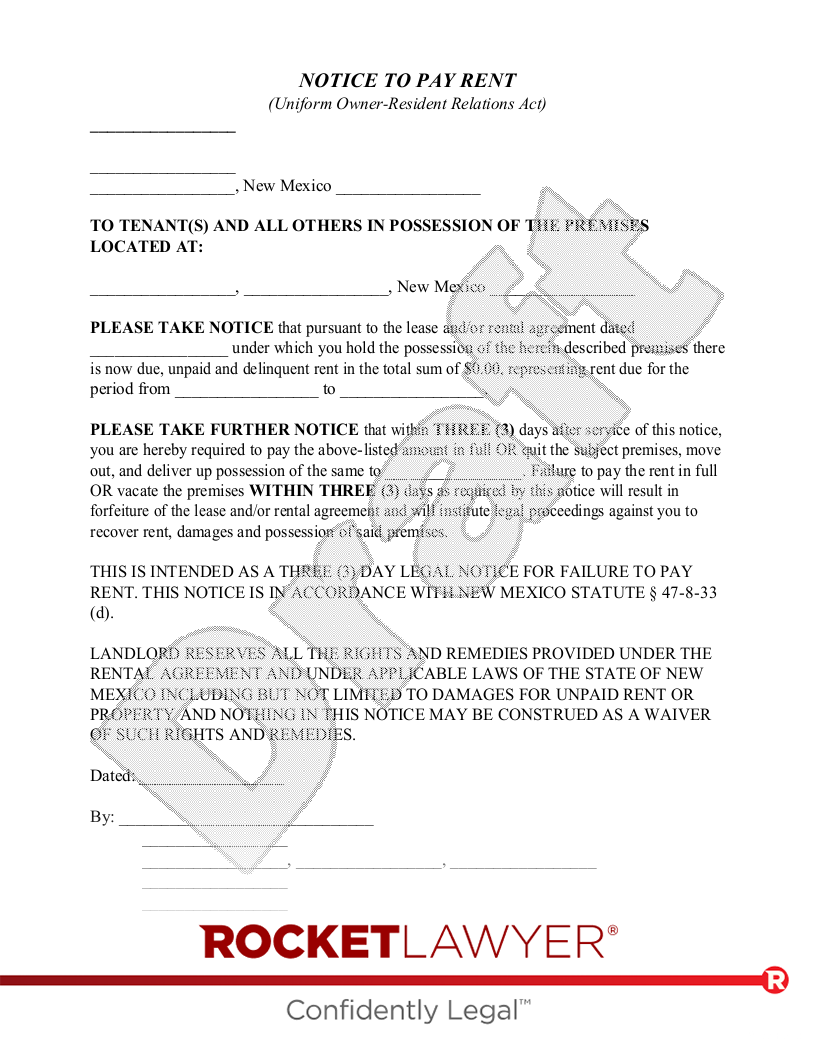 New Mexico Eviction Notice document preview