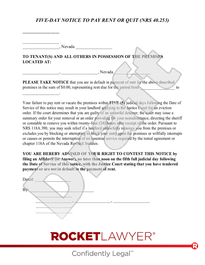 Nevada Eviction Notice document preview