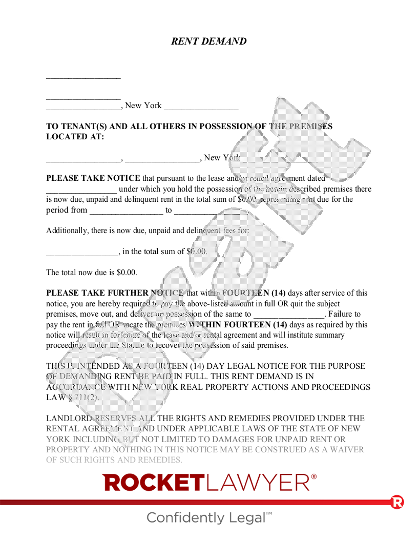 New York Eviction Notice document preview