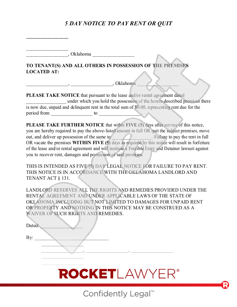 Oklahoma Eviction Notice document preview