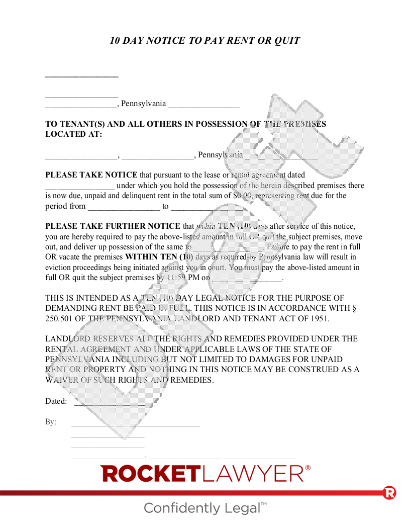 Pennsylvania Eviction Notice document preview