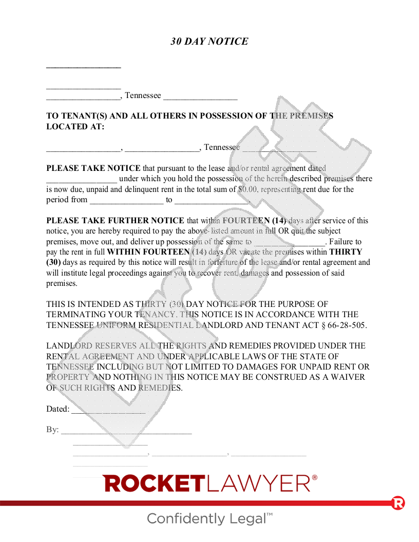 Tennessee Eviction Notice document preview