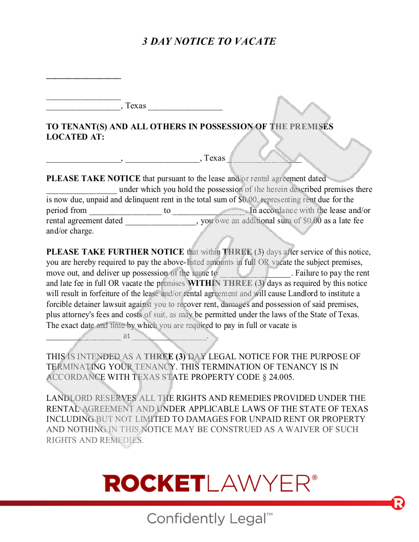 Texas Eviction Notice document preview