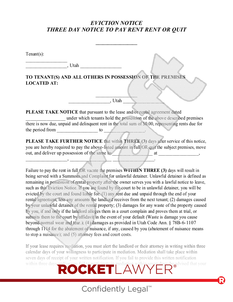 Utah Eviction Notice document preview