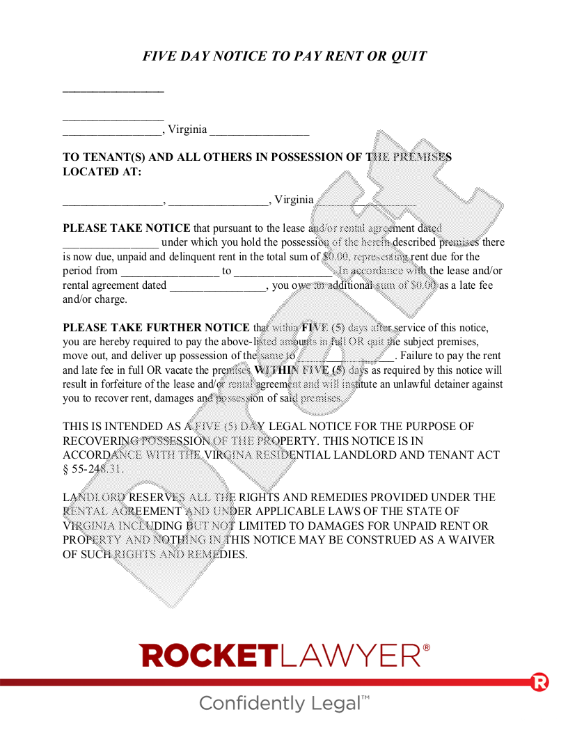 Virginia Eviction Notice document preview