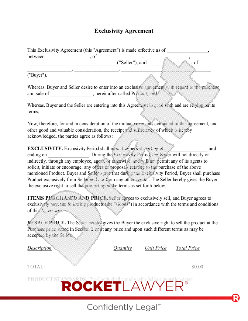 Exclusivity Agreement document preview