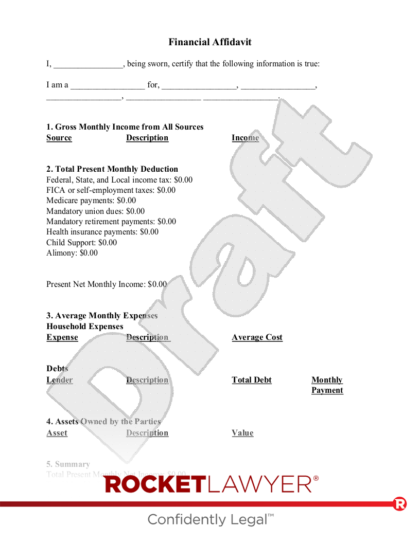 Financial Affidavit document preview