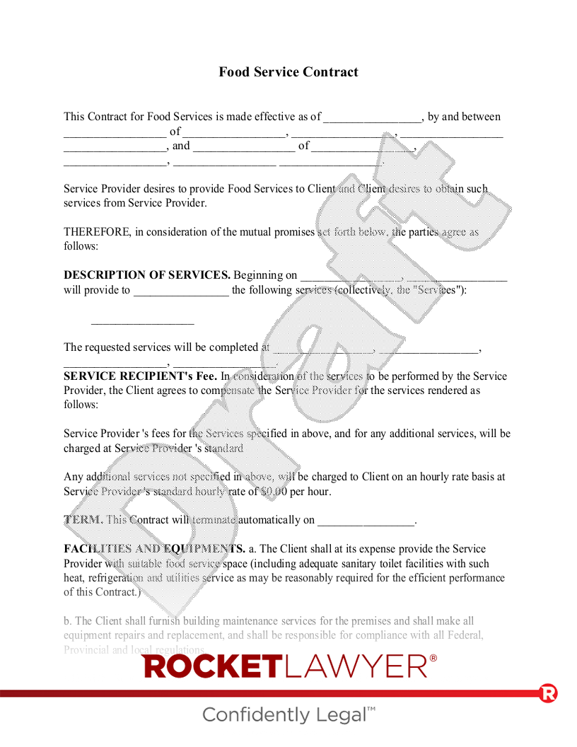 MAKE YOUR FREE Food Service Contract Simple Food Supply Agreement Sample