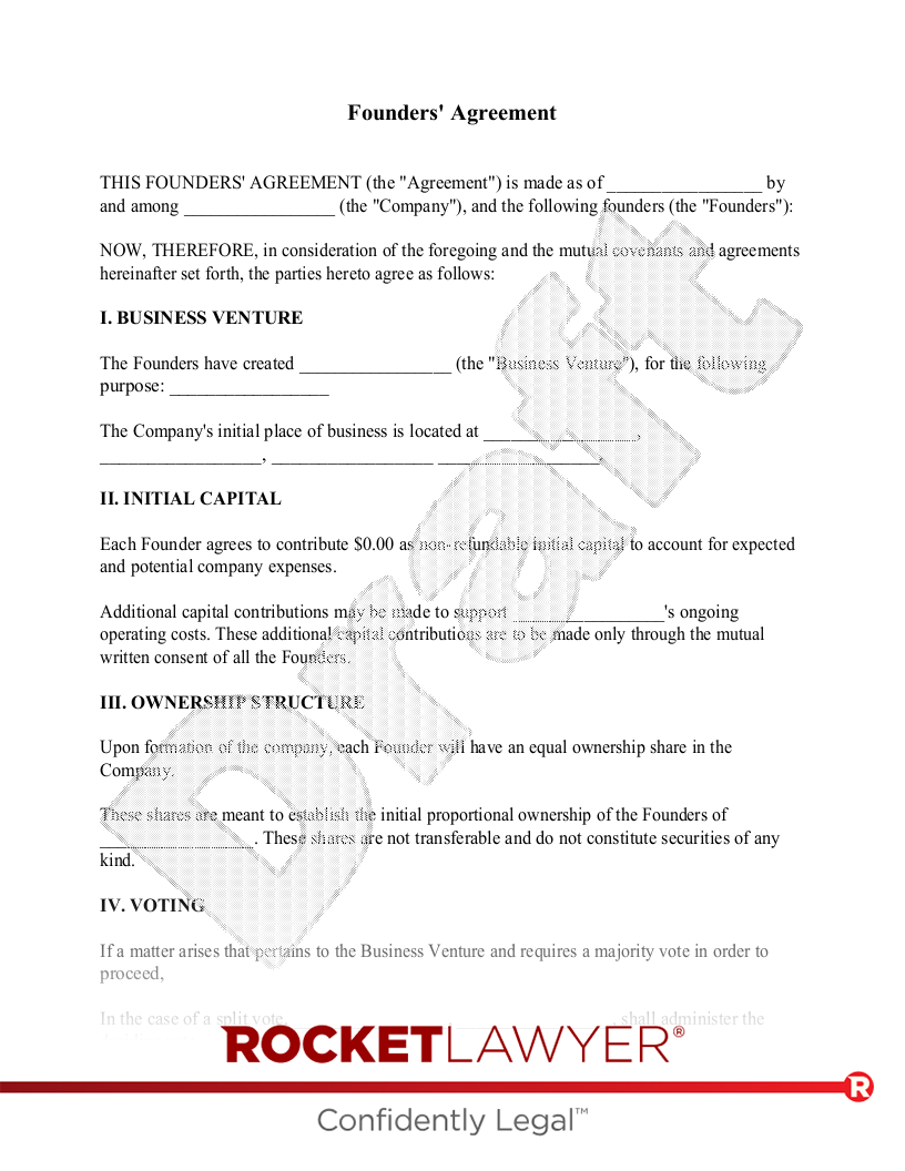 Founders' Agreement document preview