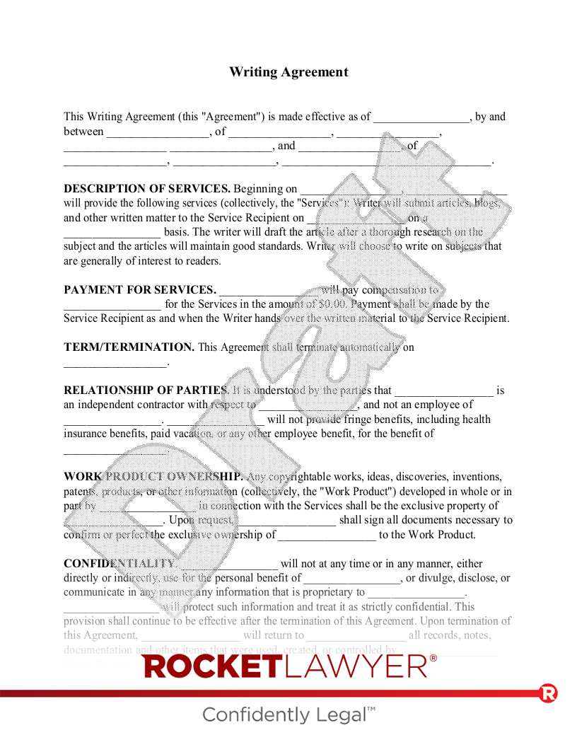 Free Freelance Writer Contract Template Rocket Lawyer