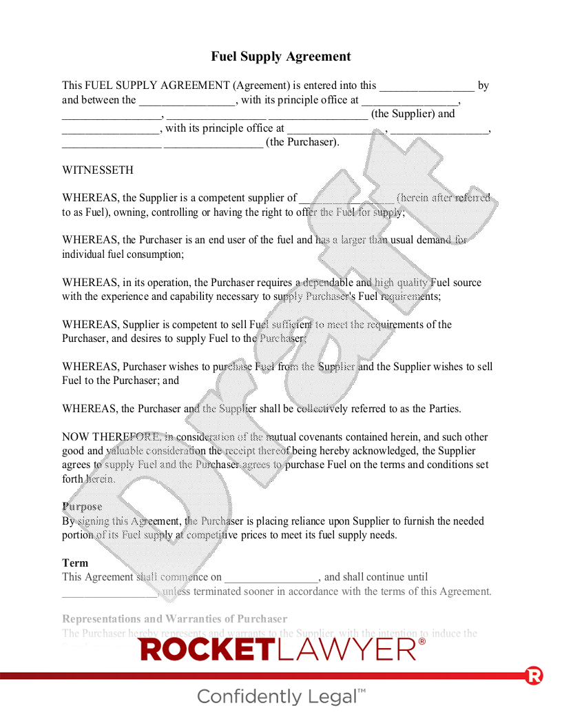 Fuel Supply Agreement document preview