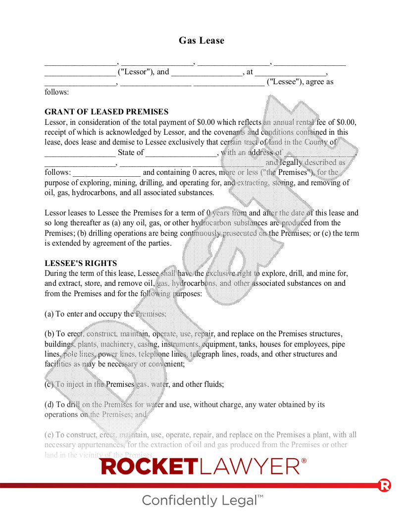 Gas Lease document preview