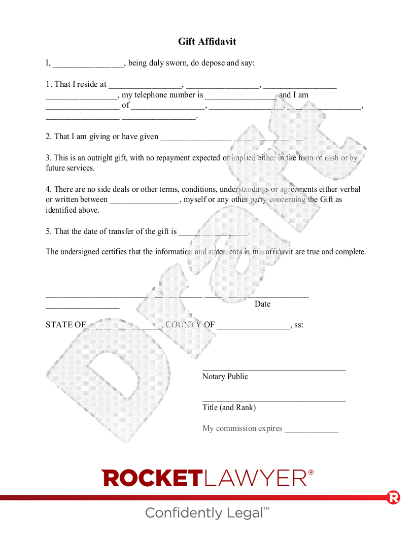 Gift Affidavit document preview