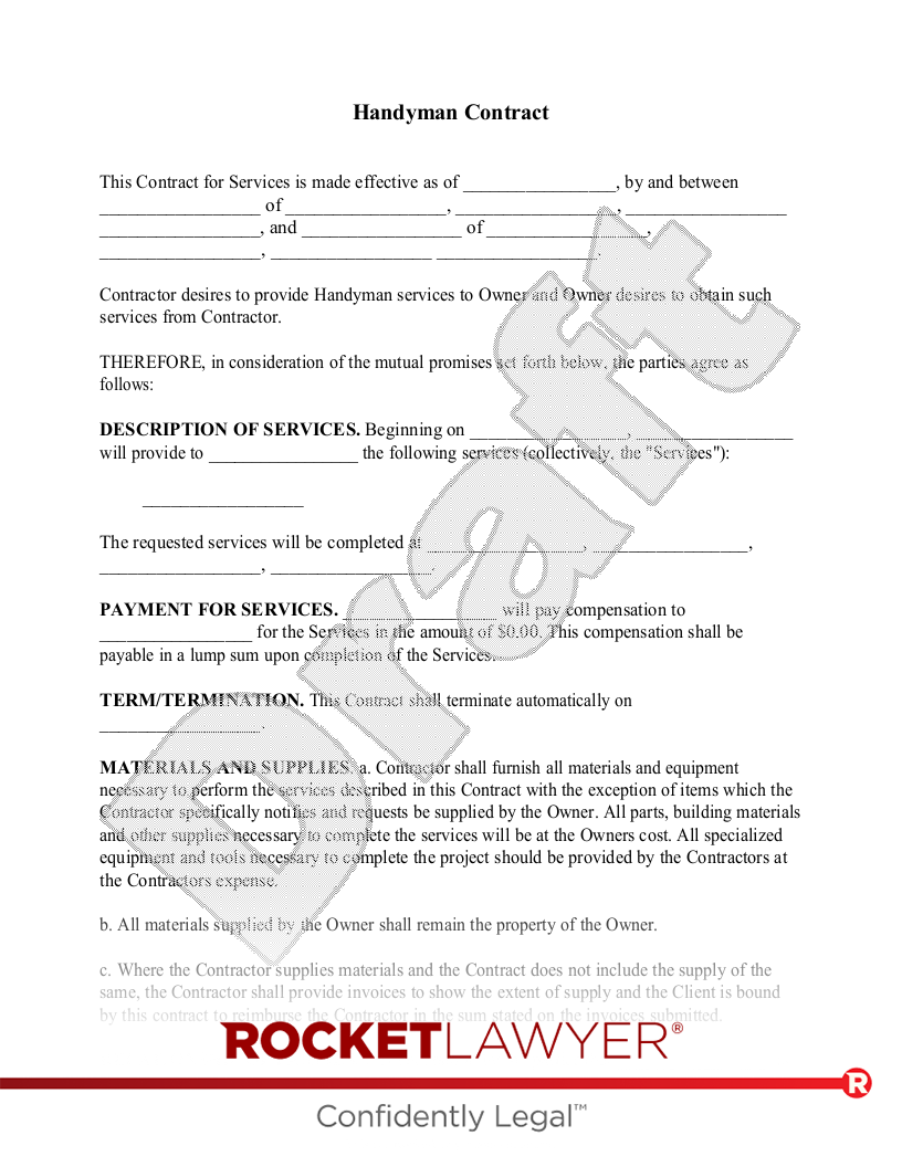 Handyman Contract document preview