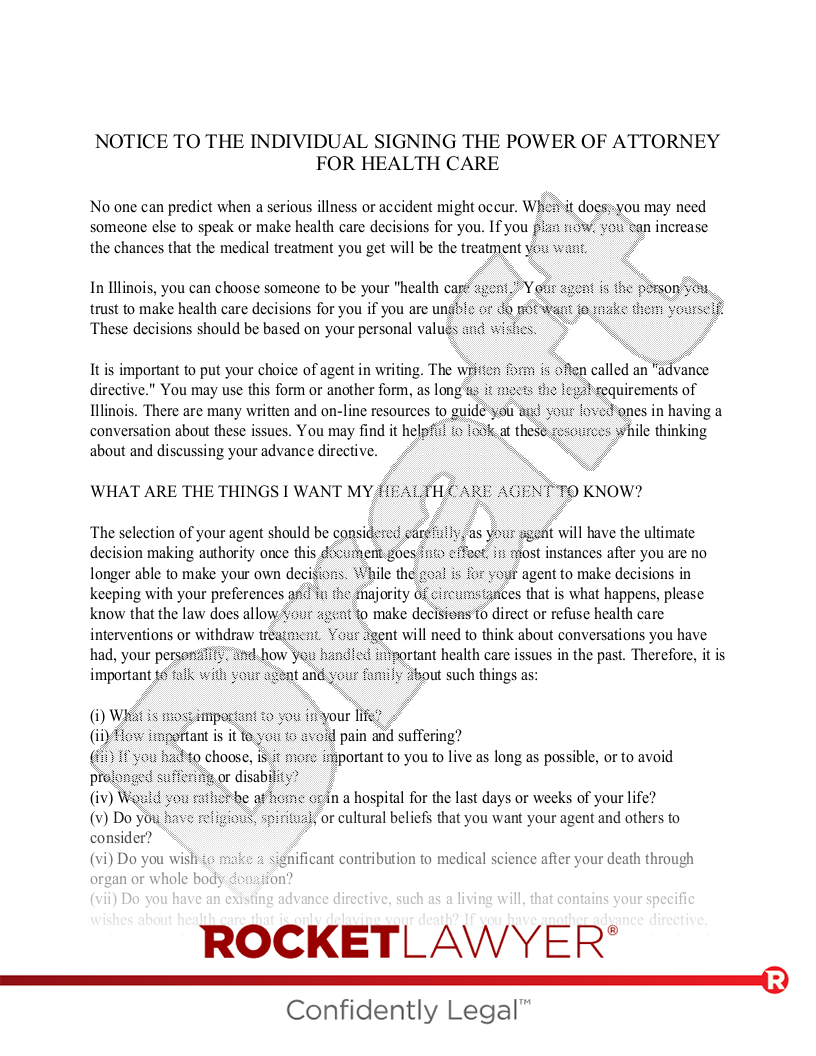 Illinois Medical Power of Attorney document preview