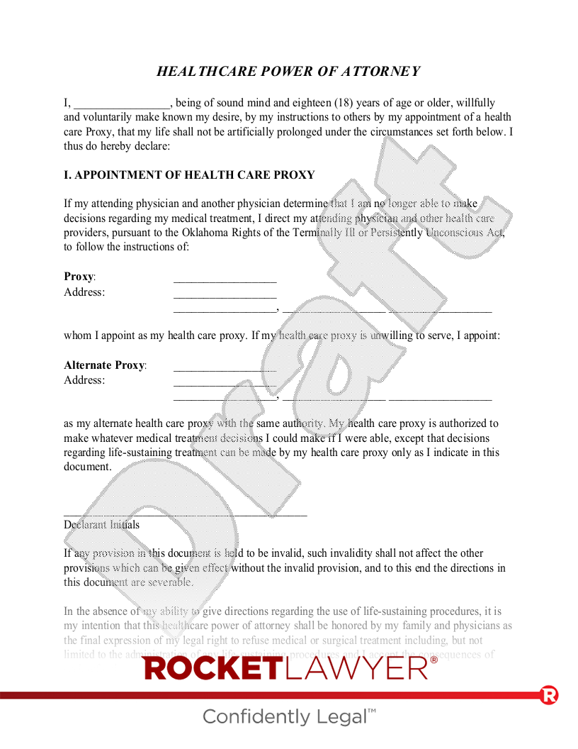 Oklahoma Medical Power of Attorney document preview