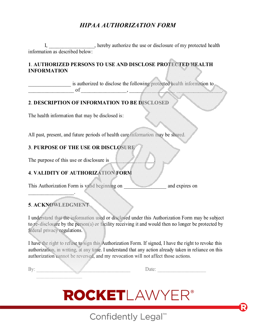 HIPAA Authorization Form document preview