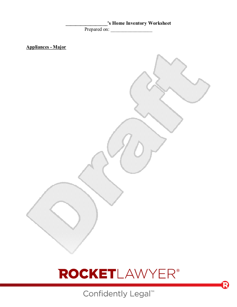 Start Your Home Inventory Worksheet