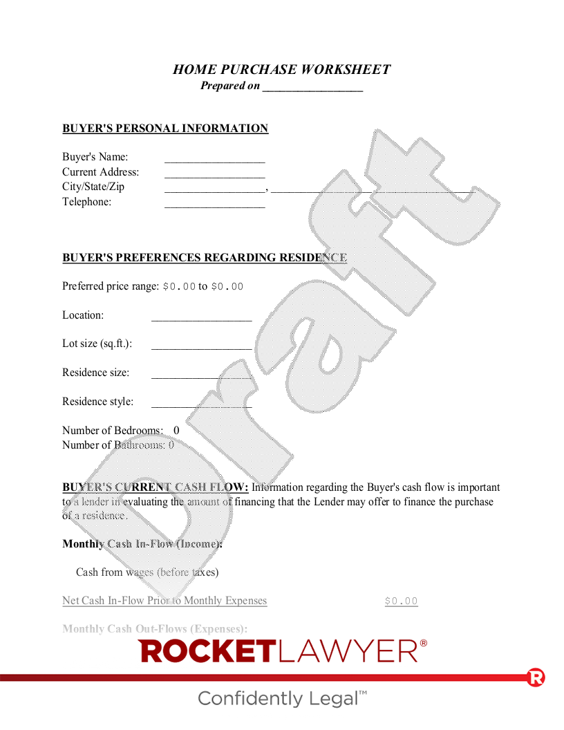 Home Purchase Worksheet document preview