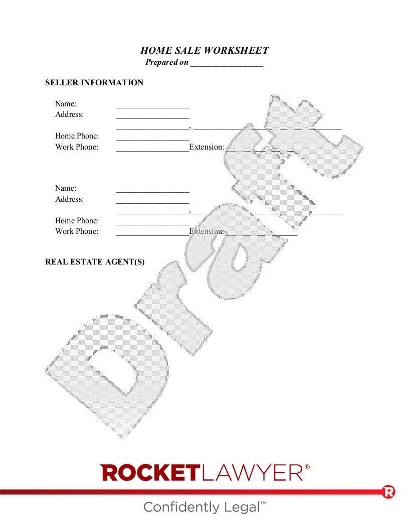 Home Sale Worksheet document preview