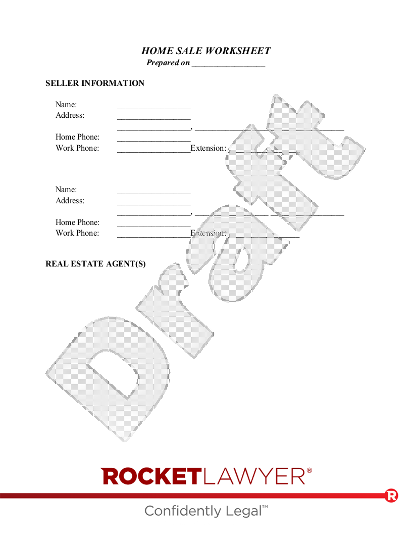 Start Your Home Sale Worksheet