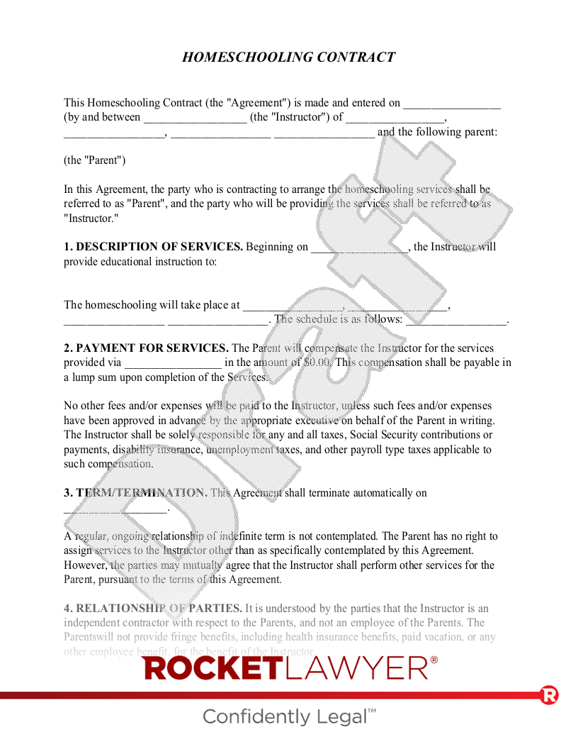 Homeschooling Contract document preview
