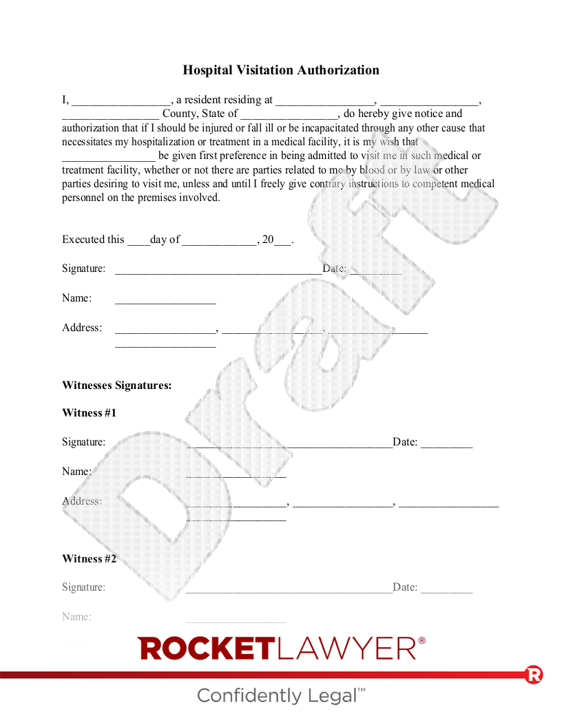 Hospital Visitation Authorization document preview