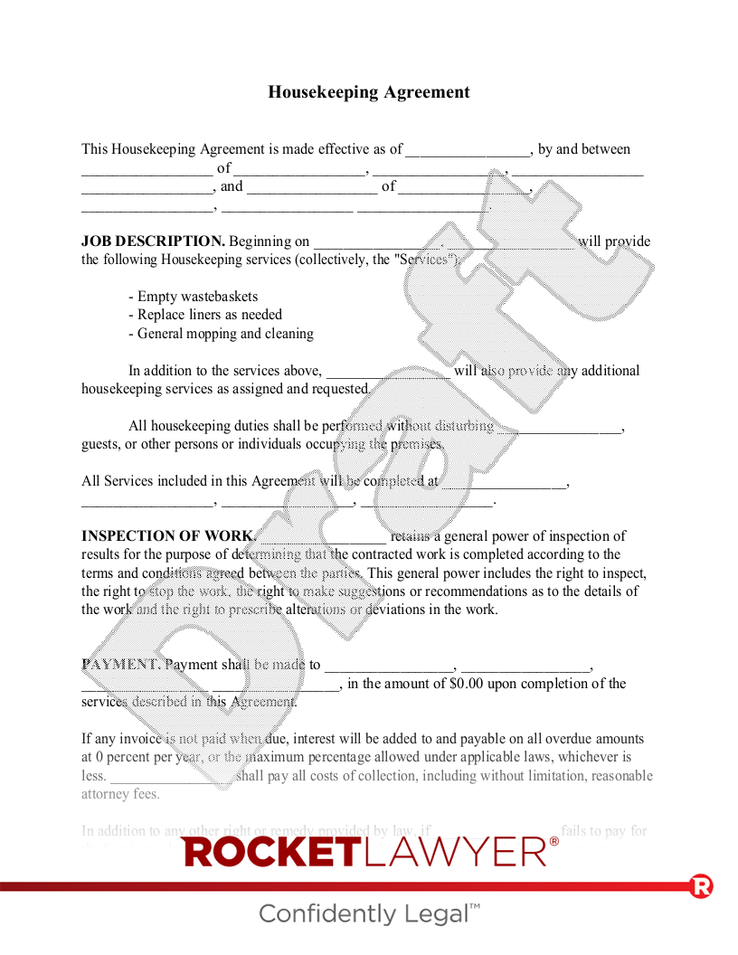 Housekeeping Agreement document preview
