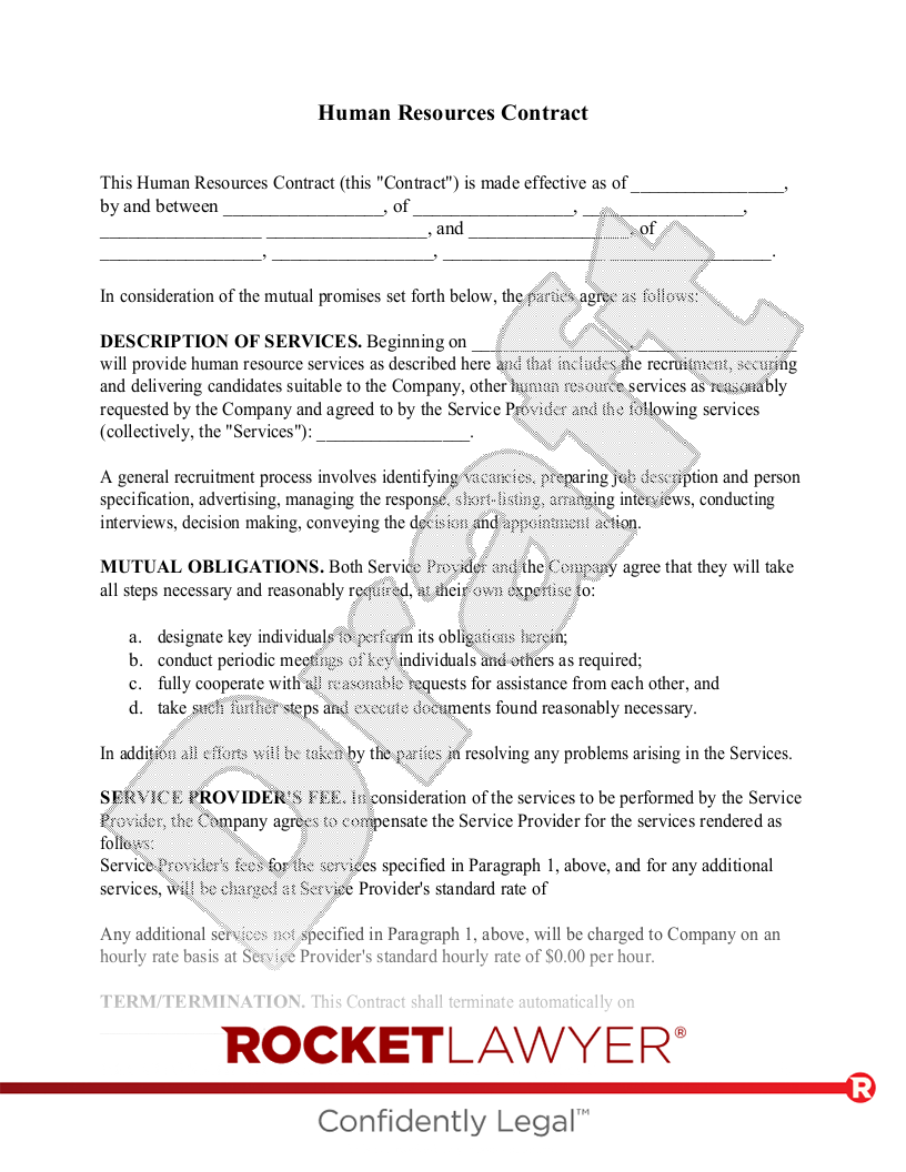 Human Resources Contract document preview