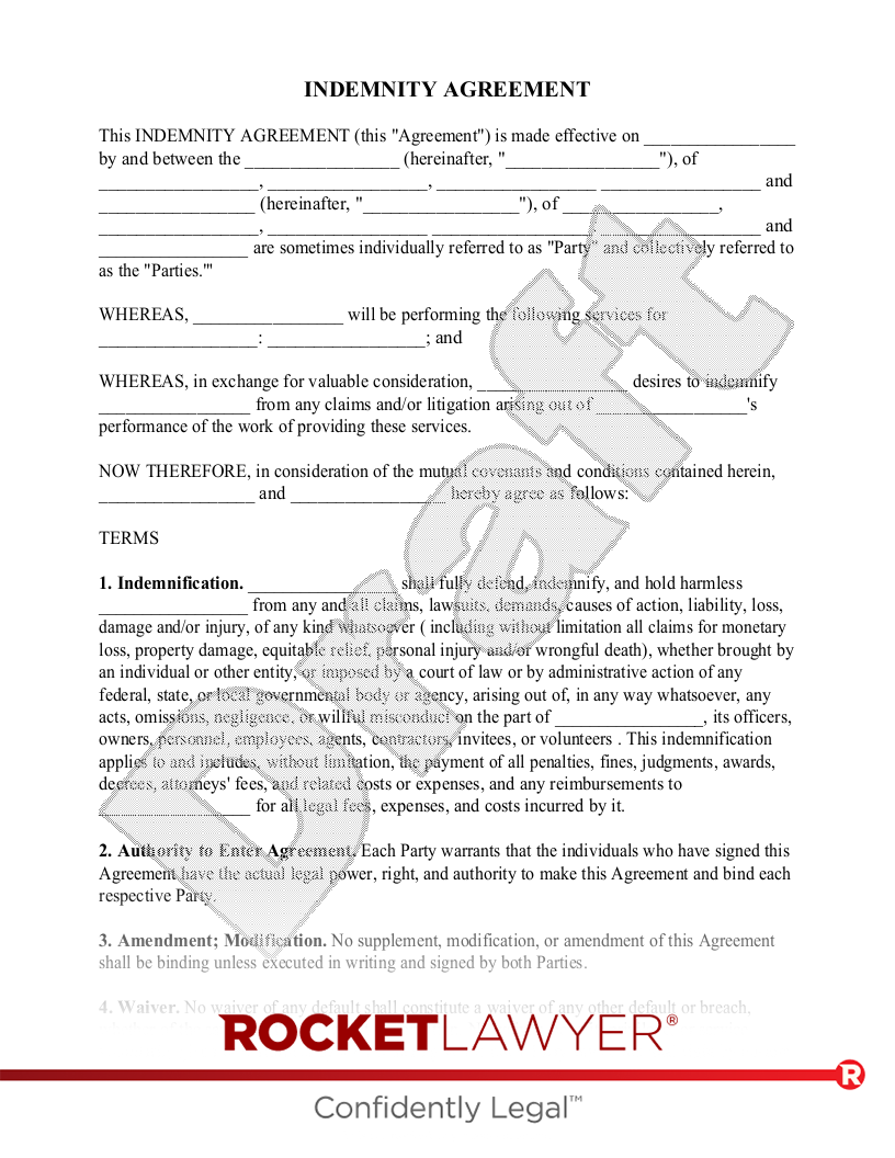 Indemnity Agreement document preview