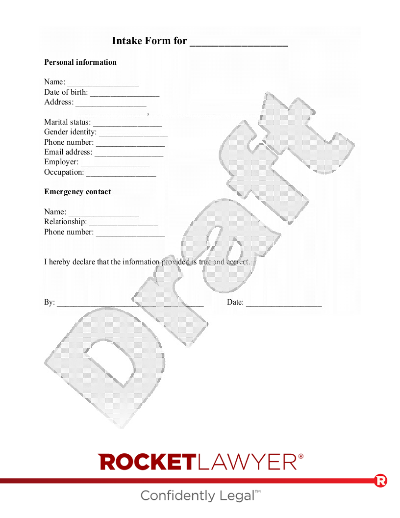 Intake Form document preview