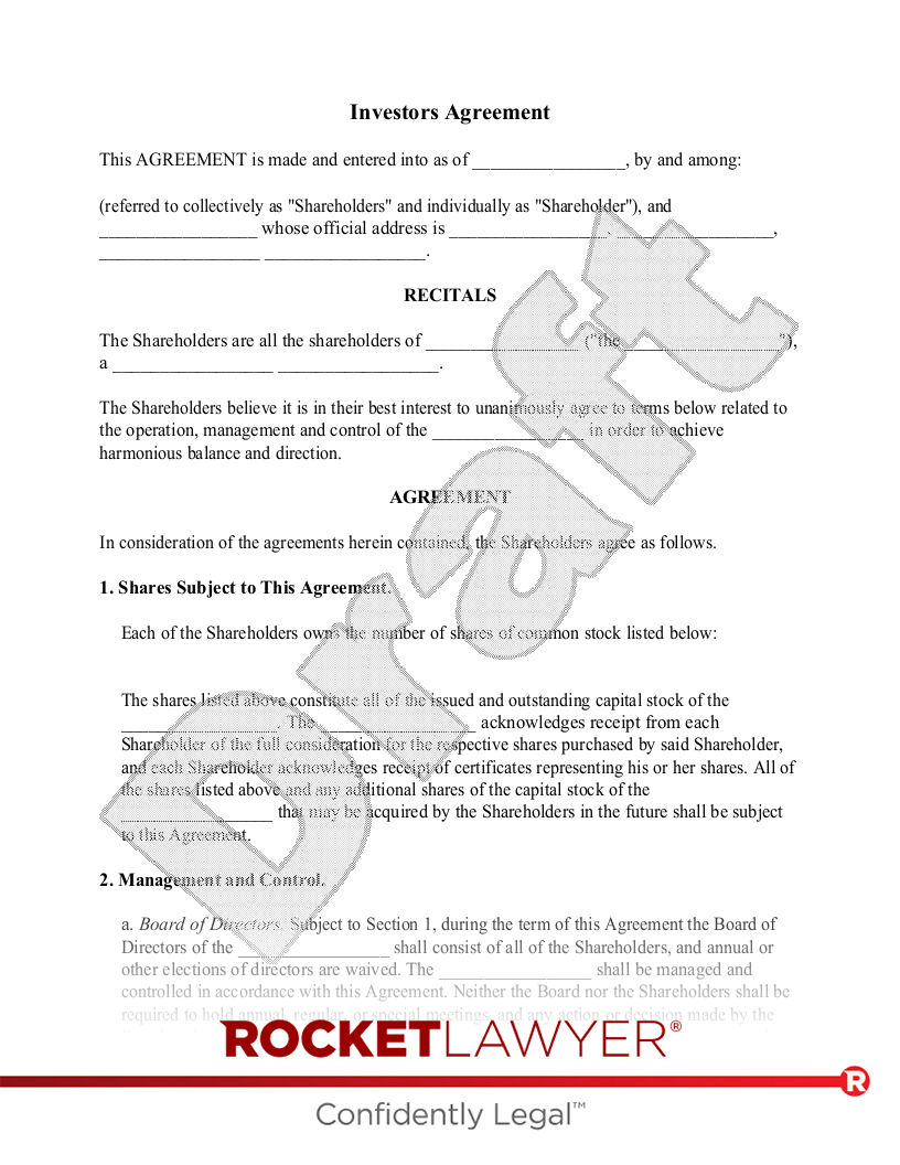 Investors Agreement document preview