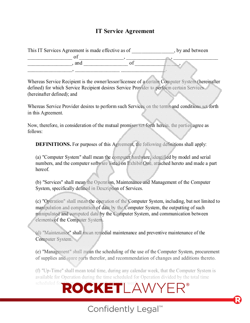 IT Service Agreement document preview