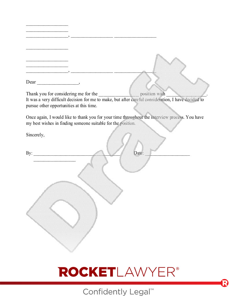 Job Offer Rejection Letter document preview