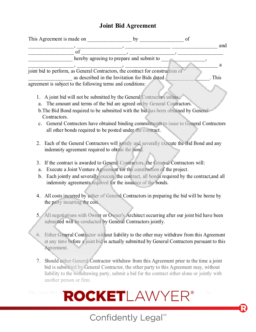 Joint Bid Agreement document preview