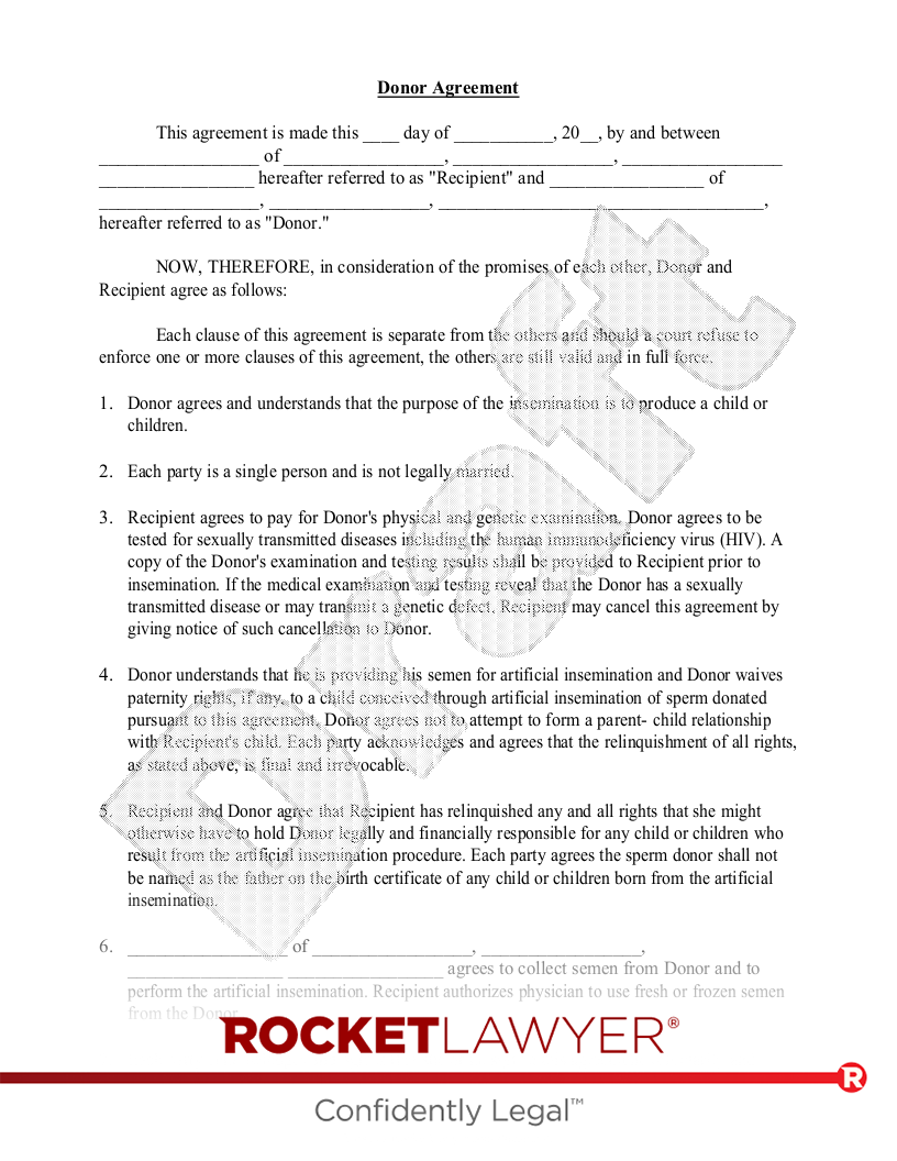 Known Donor Insemination Agreement document preview