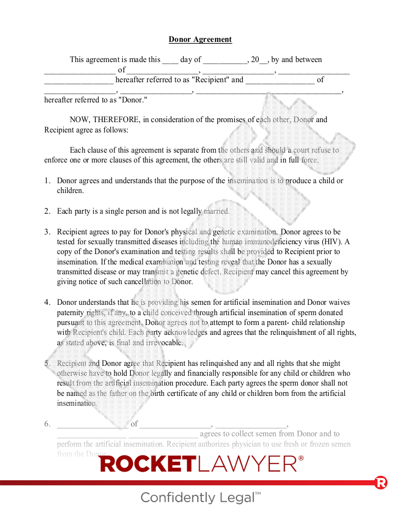 Free Known Donor Insemination Agreement Free to Print, Save and Download