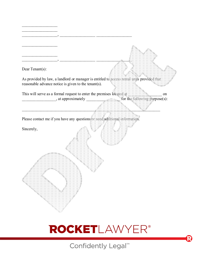 Landlord's Notice to Enter document preview