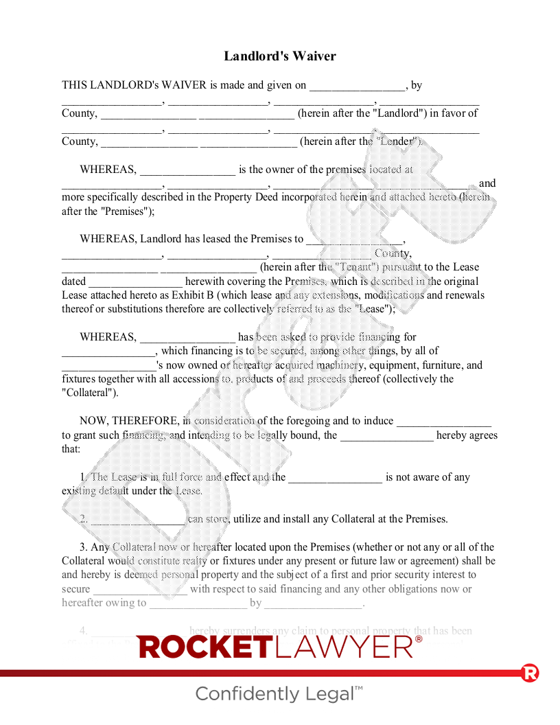 Landlord's Waiver document preview
