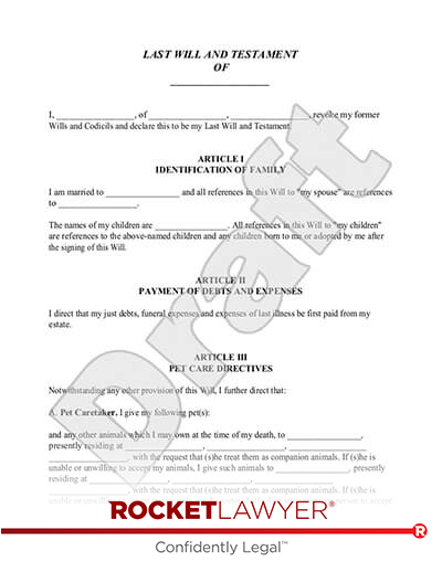 District of Columbia Last Will and Testament document preview