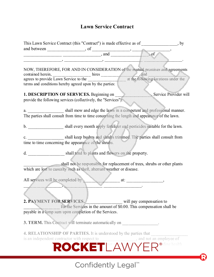 Lawn Service Contract document preview