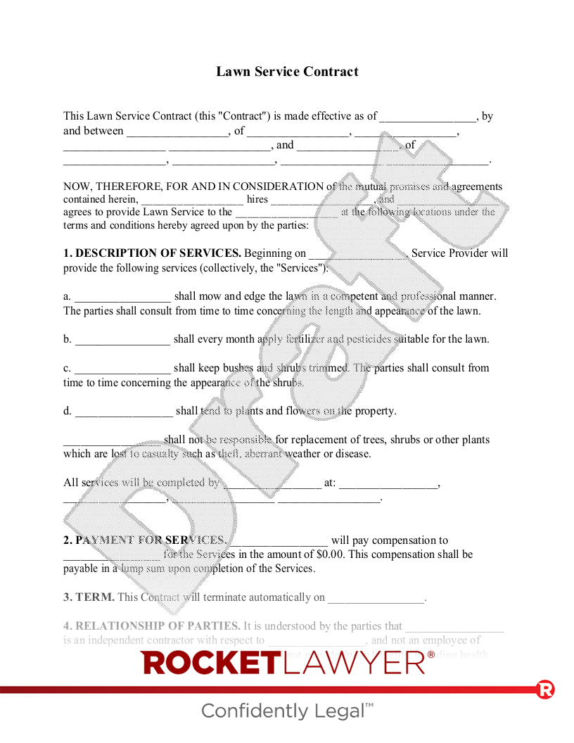 Lawn Care Service Contract Template Lawn Care Service Contract Template