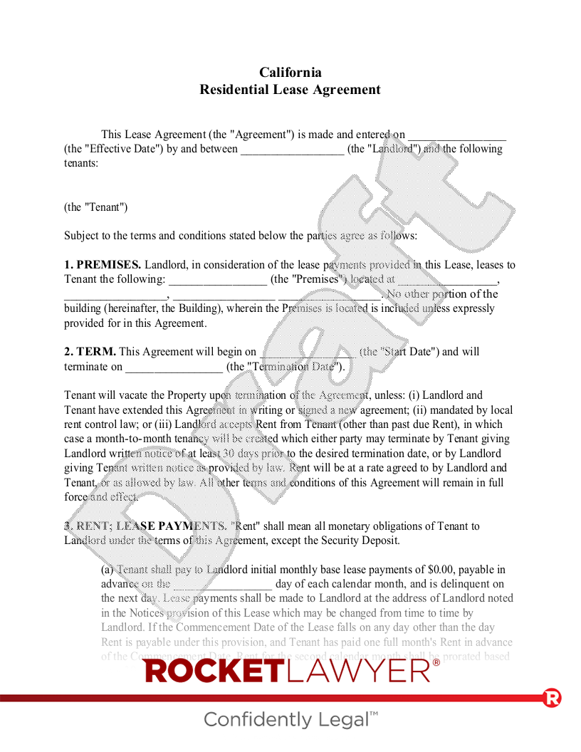 California Lease Agreement document preview
