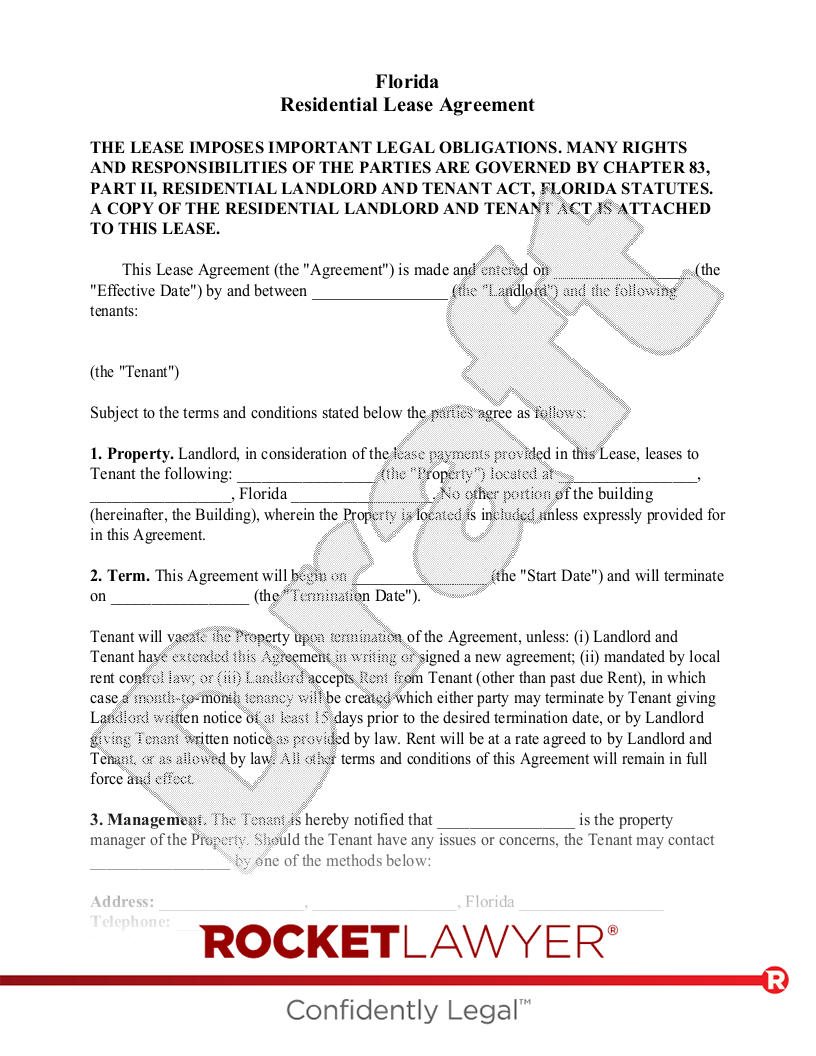 Florida Lease Agreement document preview