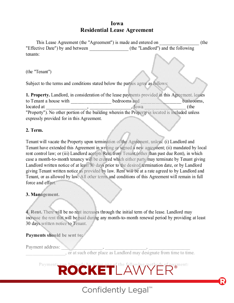 Iowa Lease Agreement document preview