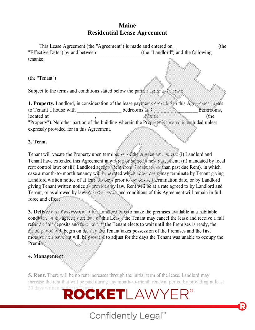 Maine Lease Agreement document preview