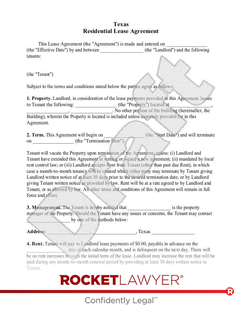 Texas Lease Agreement document preview