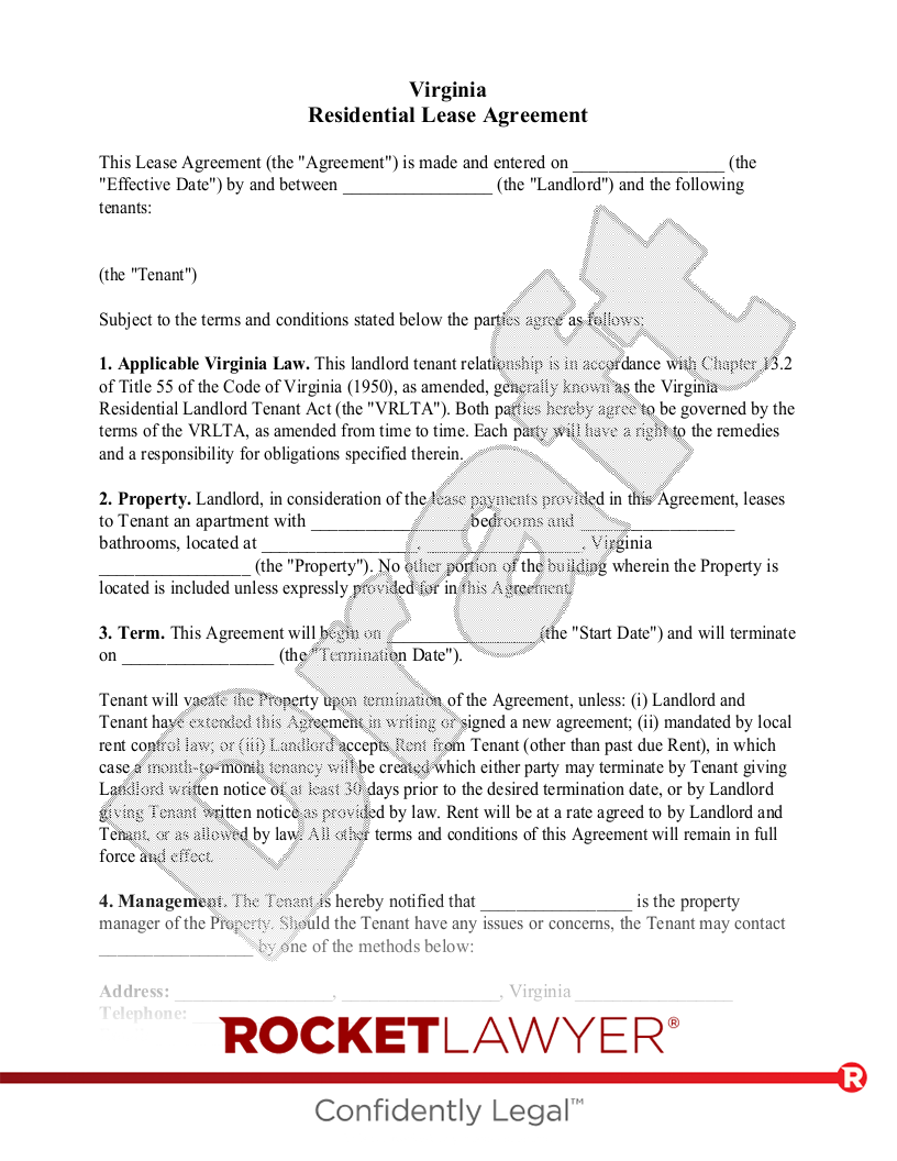 Virginia Lease Agreement document preview