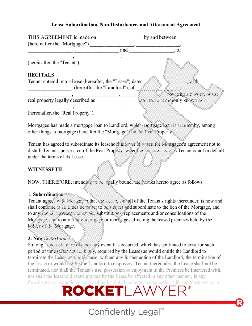 Lease Subordination Agreement document preview